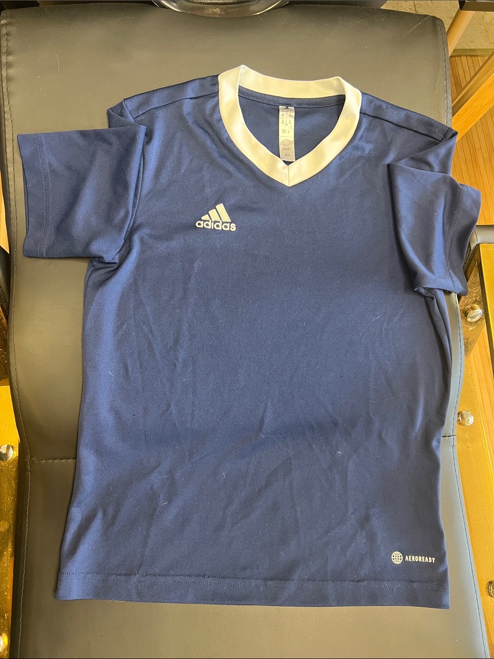 adidas Navy and White V-Neck Kids Performance Jersey